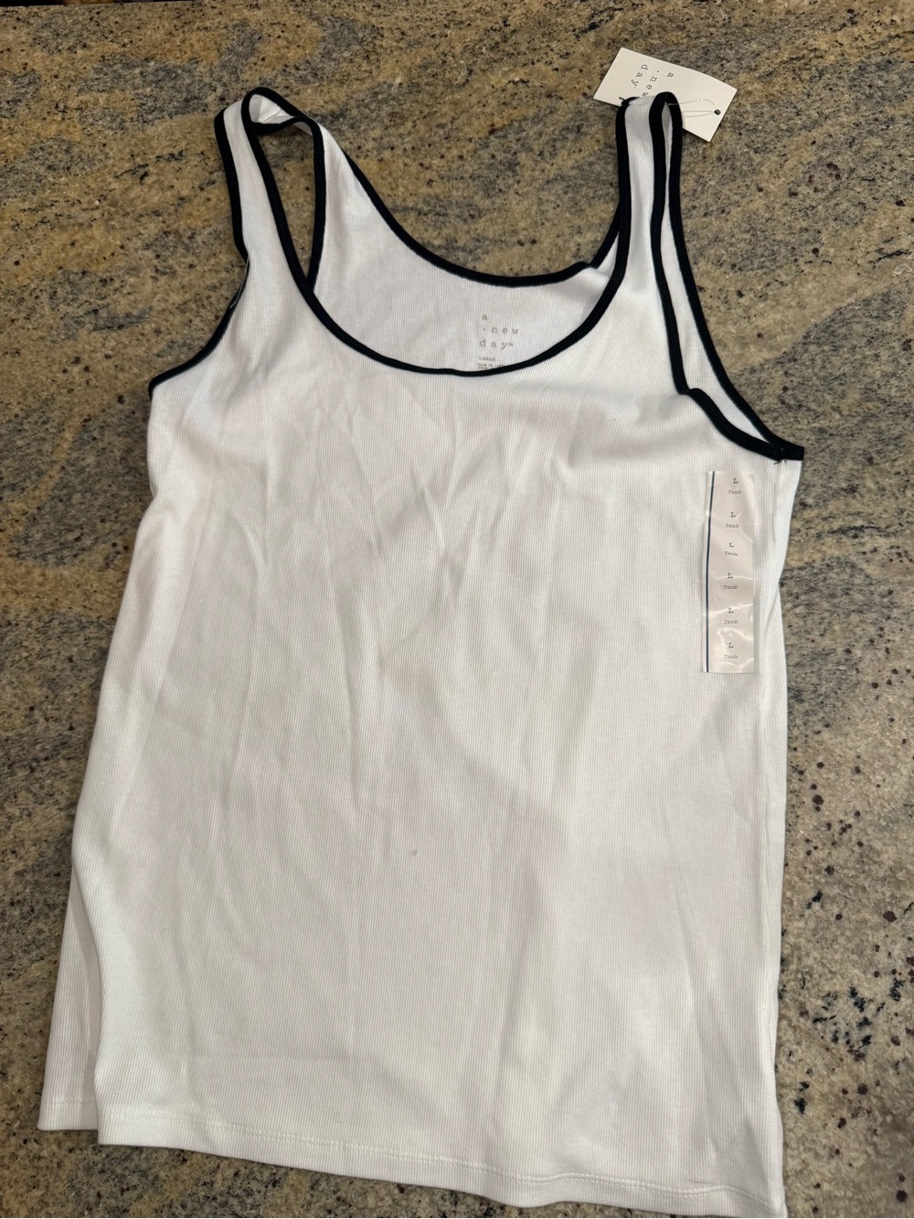 a new day White Tank Top with Black Trim - Women’s Ringer Tank